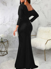 One Shoulder Long Sleeve Ruched Maxi Dress